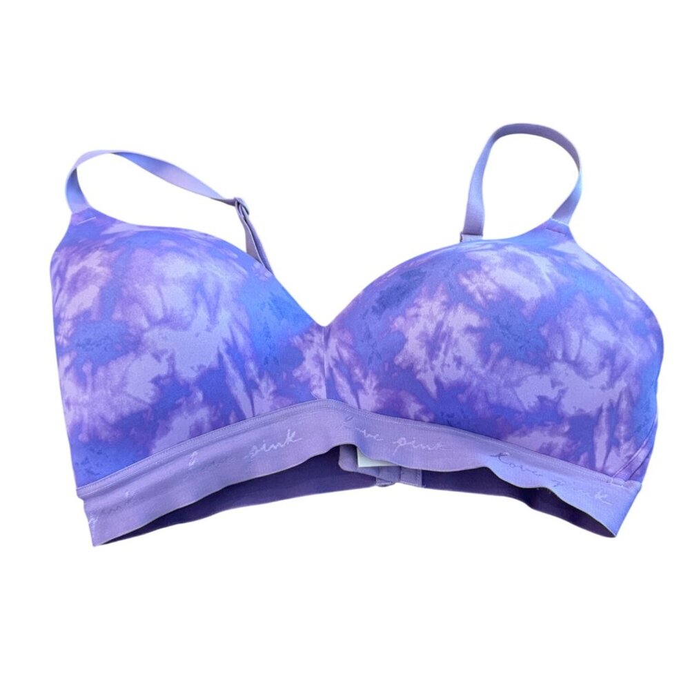 Victorias Secret Pink Purple Tie-Dye Lightly Padded Bra 36DD Adjustable Straps